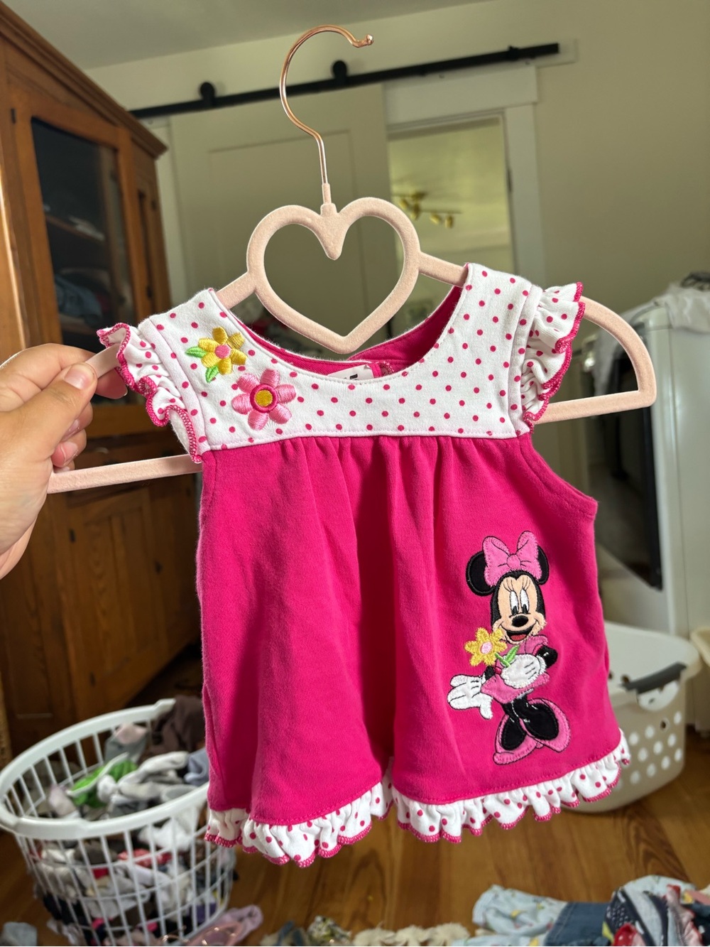 Minnie Mouse Disney baby girls polka dot pink Dress